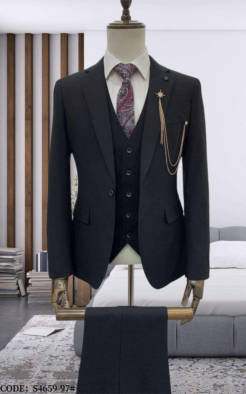 Black Tweed Three Piece Suit