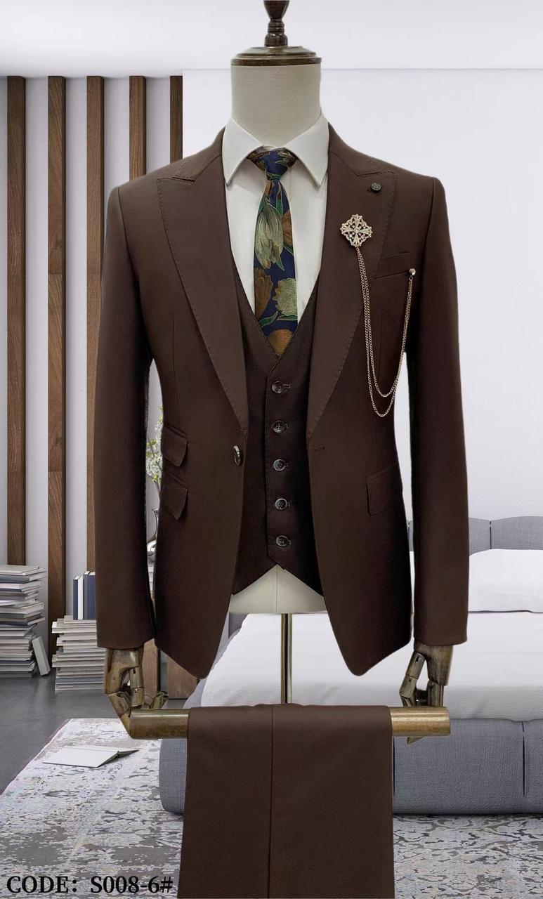 Chocolate Brown Wool Three Piece Suit