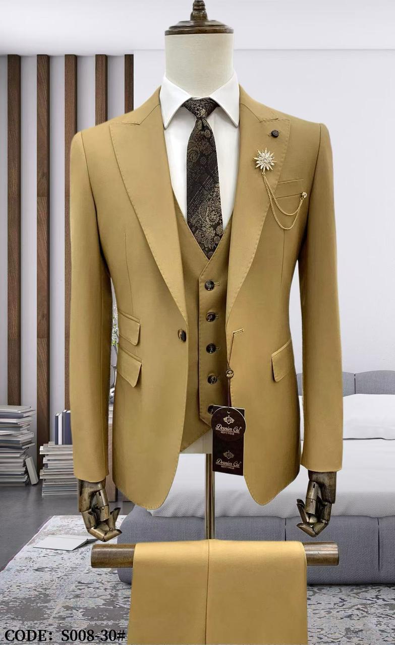 Mustard Golden Wool Three Piece Suit
