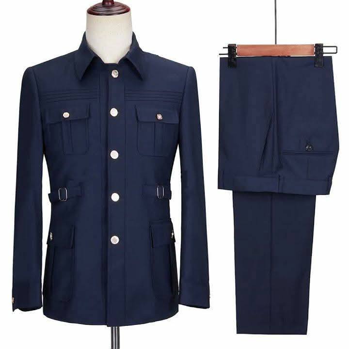 Navy Blue Safari Suit