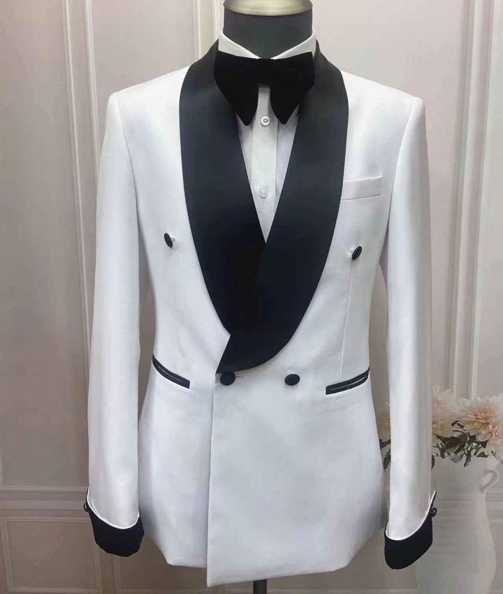 White Tuxedo Two Piece Double Breast Suit
