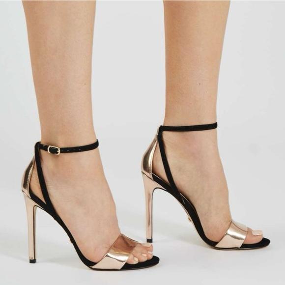 Womens Rose Gold Black Matric Dance Stiletto Heels